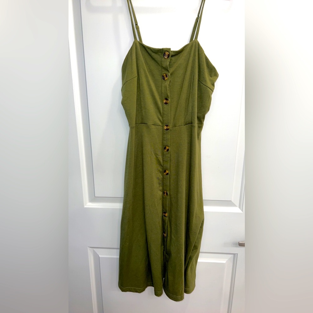 Army green dress with buttons
